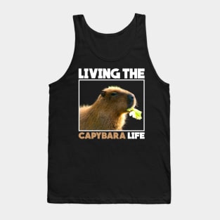 Living Capybara Life Funny Capybara Eating lettuce Tank Top